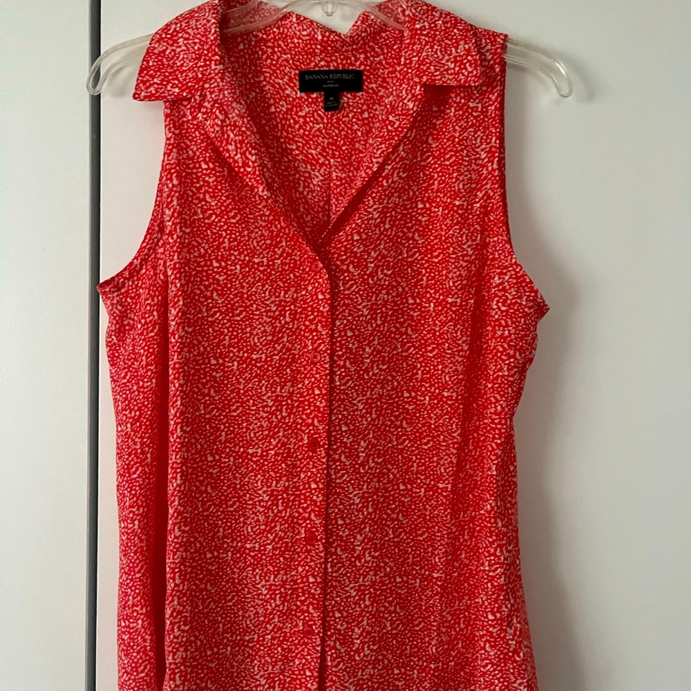 Sleeveless Red Blouse